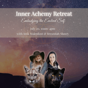 Anik and Breannah, retreat facilitators, standing together in grounded presence and warm connection